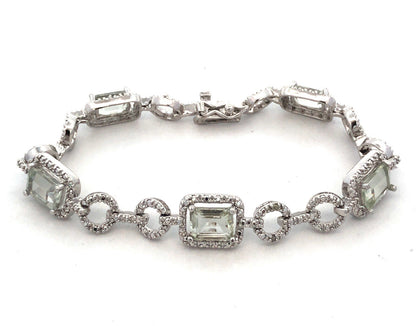 925 Sterling Silver Designer DBJ Emerald White Amethyst Diamond Tennis Bracelet