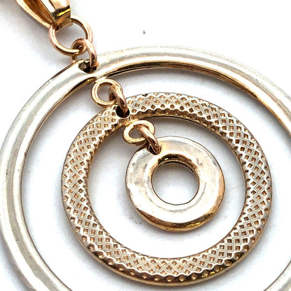 Estate ZRW Italy 14K Yellow White Gold Modernist Infinity Triple Circle Necklace
