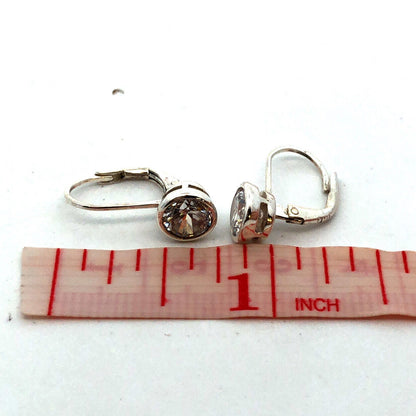 925 Sterling Silver Designer Round Cubic Zirconia Leverback Drop Dangle Earrings