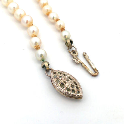 Vintage Designer 925 Sterling Silver Graduated Round Pearl Beaded Necklace