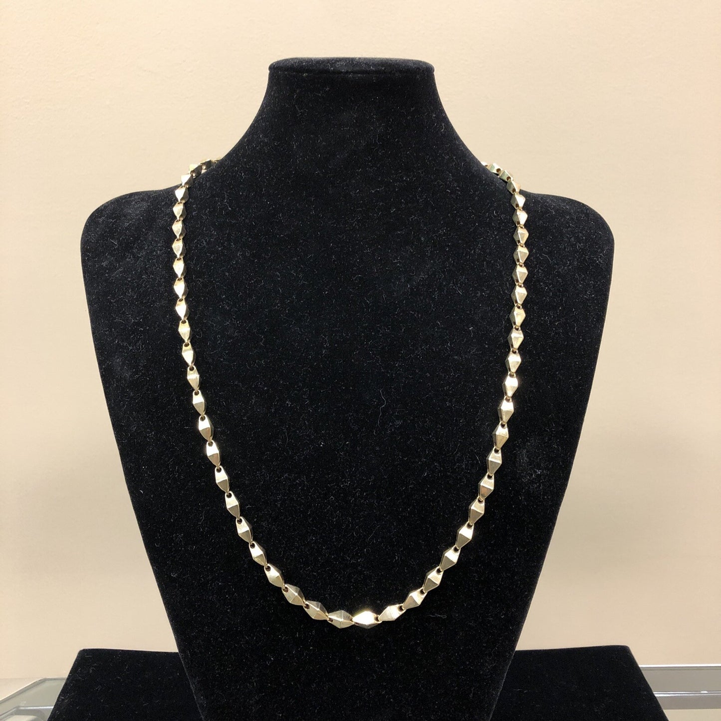 Cal 10k Yellow Gold Three-Dimensional Diamond Shaped Bead 27" Chain Necklace