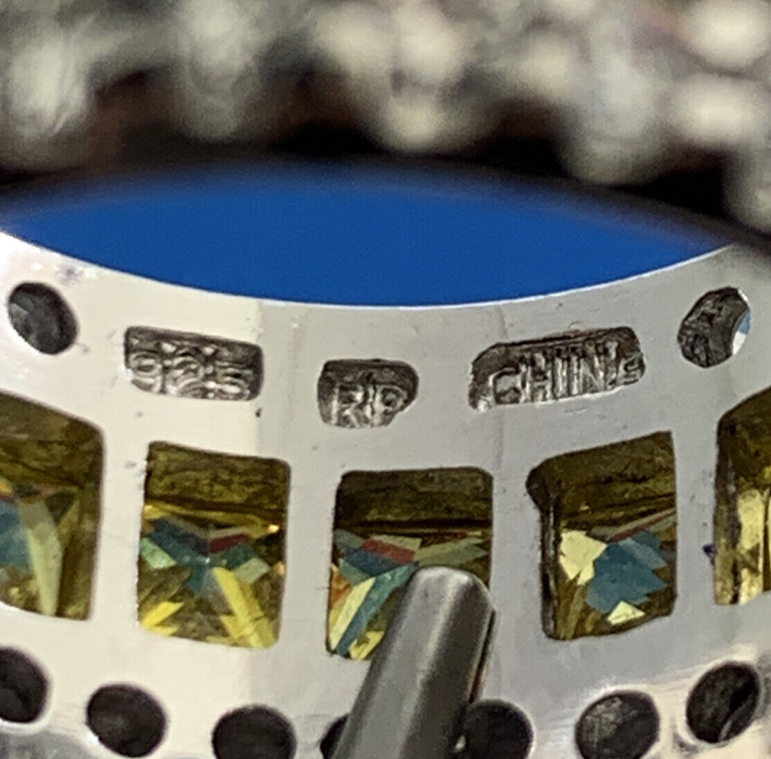 Designer 925 Sterling Silver Lemon & White Cubic Zirconia CZ Statement Band Ring