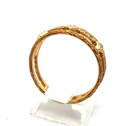 14K Yellow Gold Designer Diamond Wedding Anniversary Cocktail Band Ring