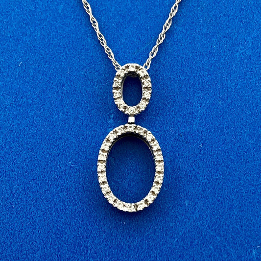 Designer 14K White Gold Polished Diamond Infinity Pendant 18" Necklace