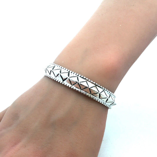 Navajo Anthony Kee 925 Sterling Silver Carinated Knife Edge Open Cuff Bracelet