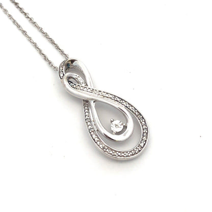 Designer 925 Sterling Silver Round Diamond Infinity Anniversary Pendant Necklace