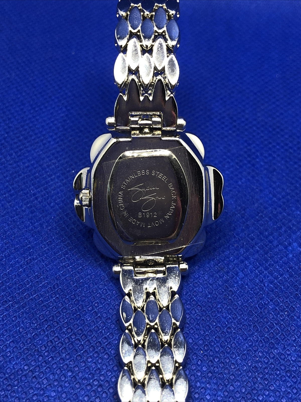 Suzanne Somers Pave Rhinestone Encrusted Flower Bracelet Hidden Watch NIB