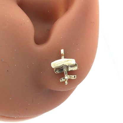 Estate 14K Yellow Gold Airplane Crop Duster Pilot Stud Earrings