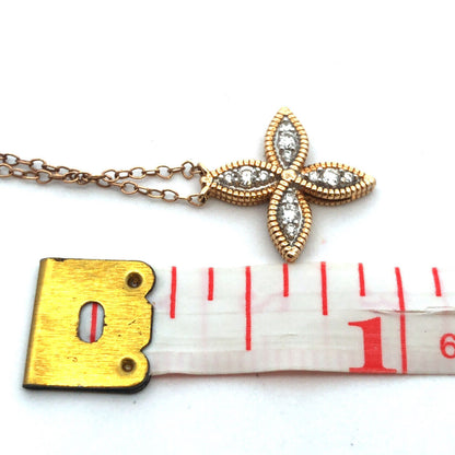 Designer 14K Yellow Gold Diamond Floral Pinwheel Necklace
