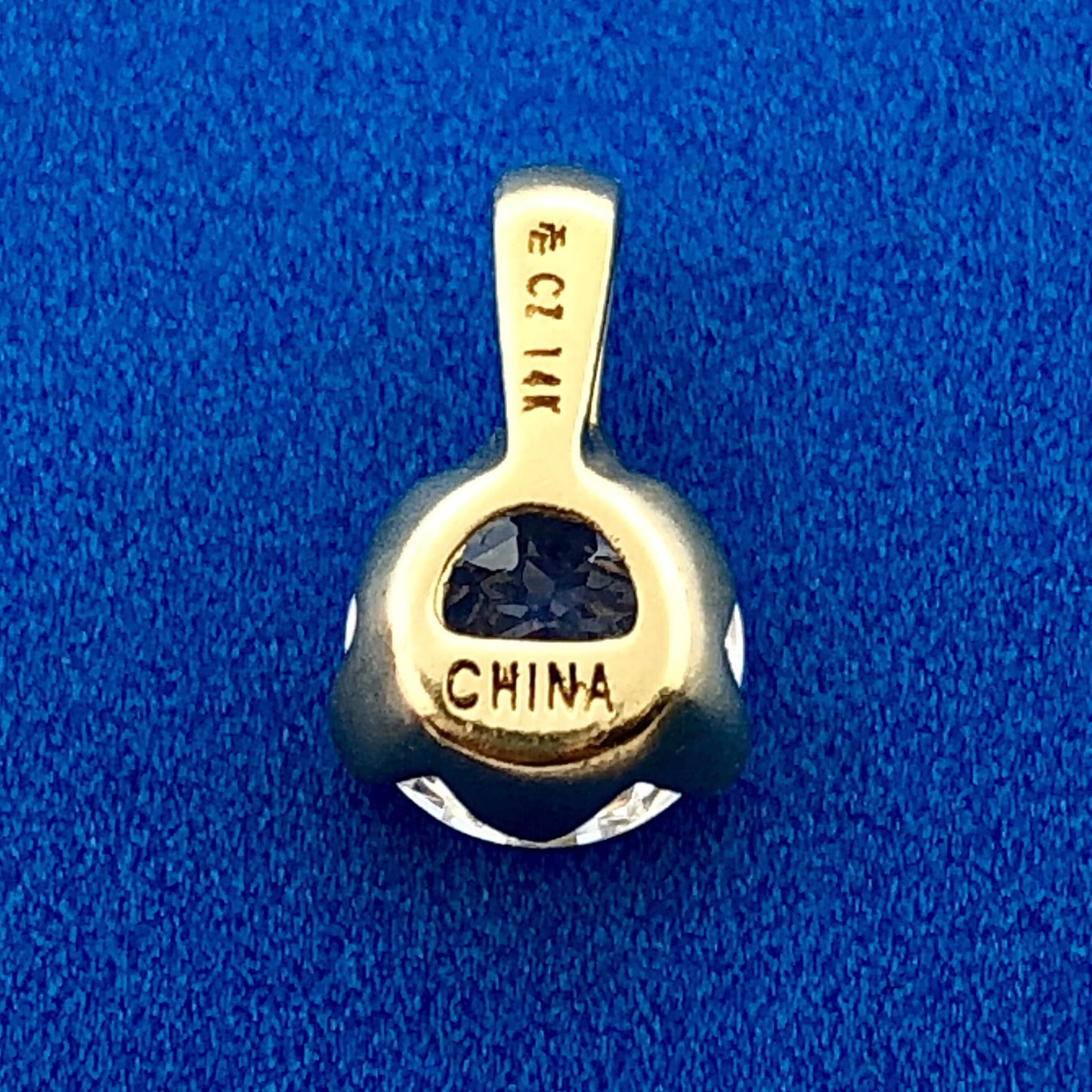 14k Yellow Gold Designer Cubic Zirconia CZ Solitaire Bridal Charm Pendant