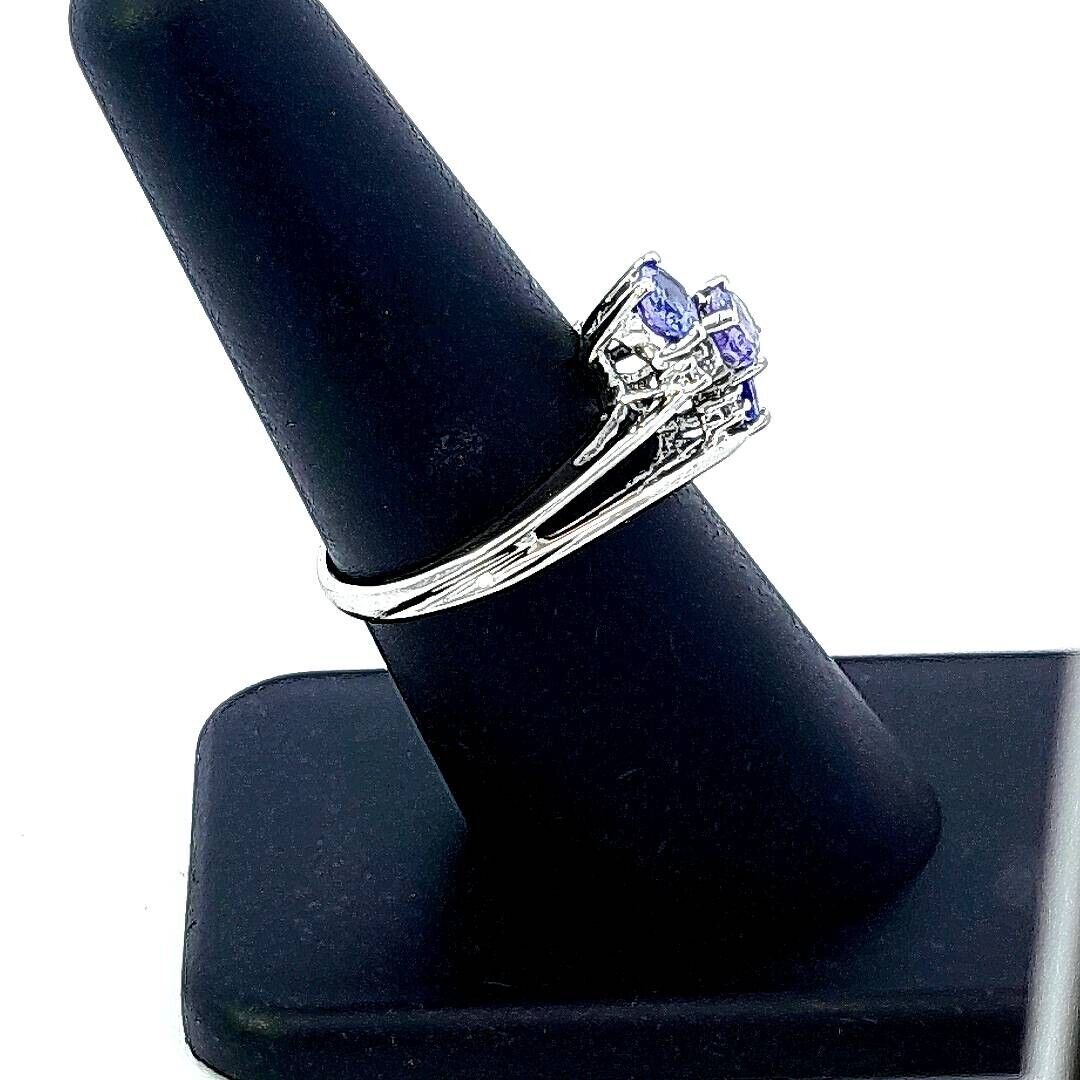 Designer 14K White Gold Oval Tanzanite Diamond Accented Anniversary Ring