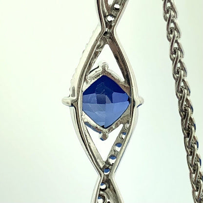 Stunning Sterling Silver 925 Cushion Blue Sapphire Lariat Bracelet