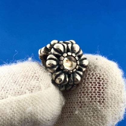 Authentic Pandora 925 Sterling Silver Purple Yellow CZ Floral Bead Charm