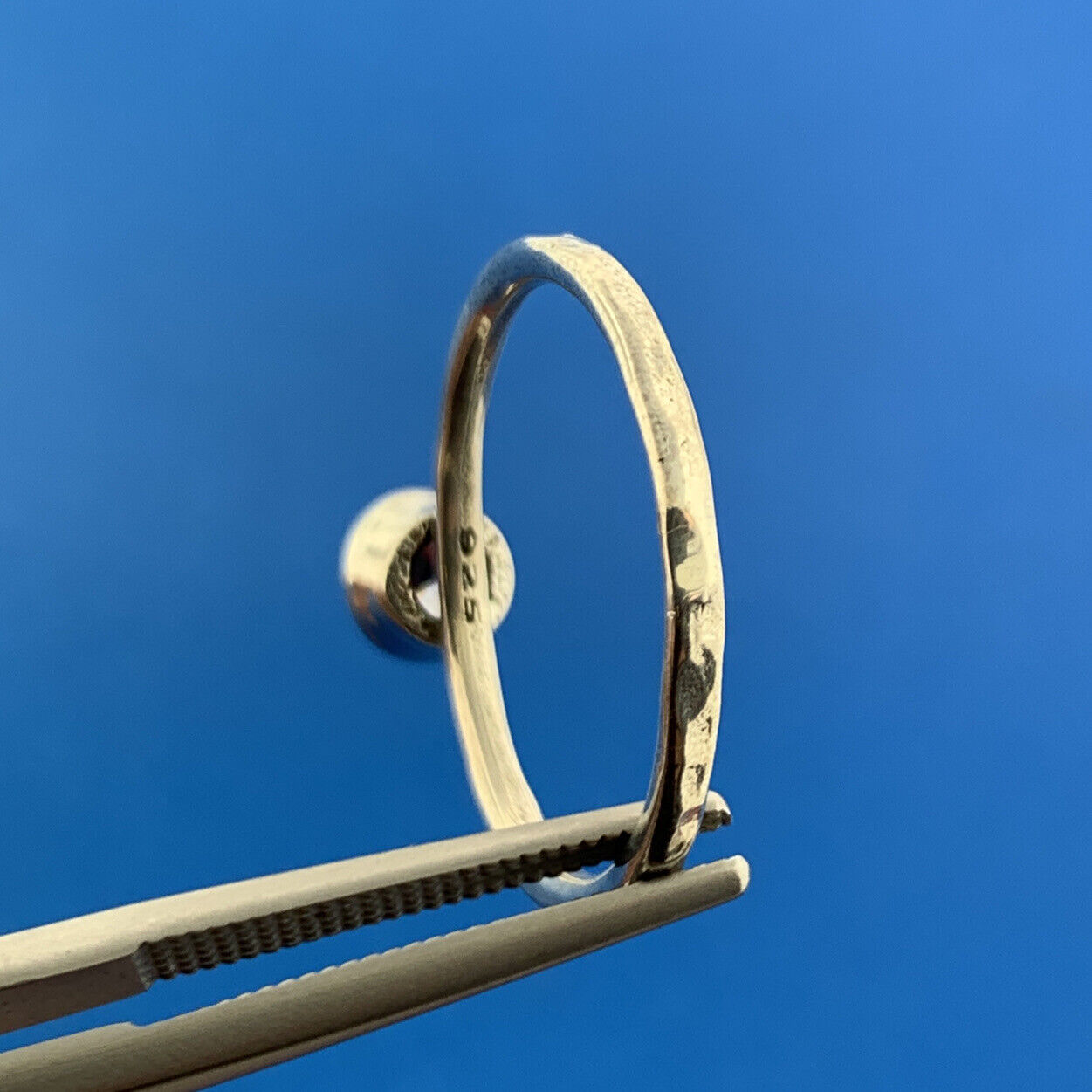 Hammered Band Sterling Silver Amethyst Cubic Zirconia February Stackable Ring