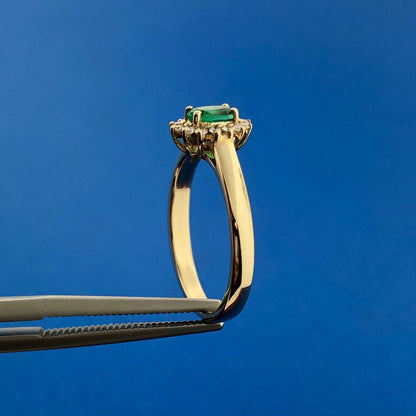 ANGARA 14K Yellow Gold Oval Emerald Diamond Halo Princess Diana Inspired Ring