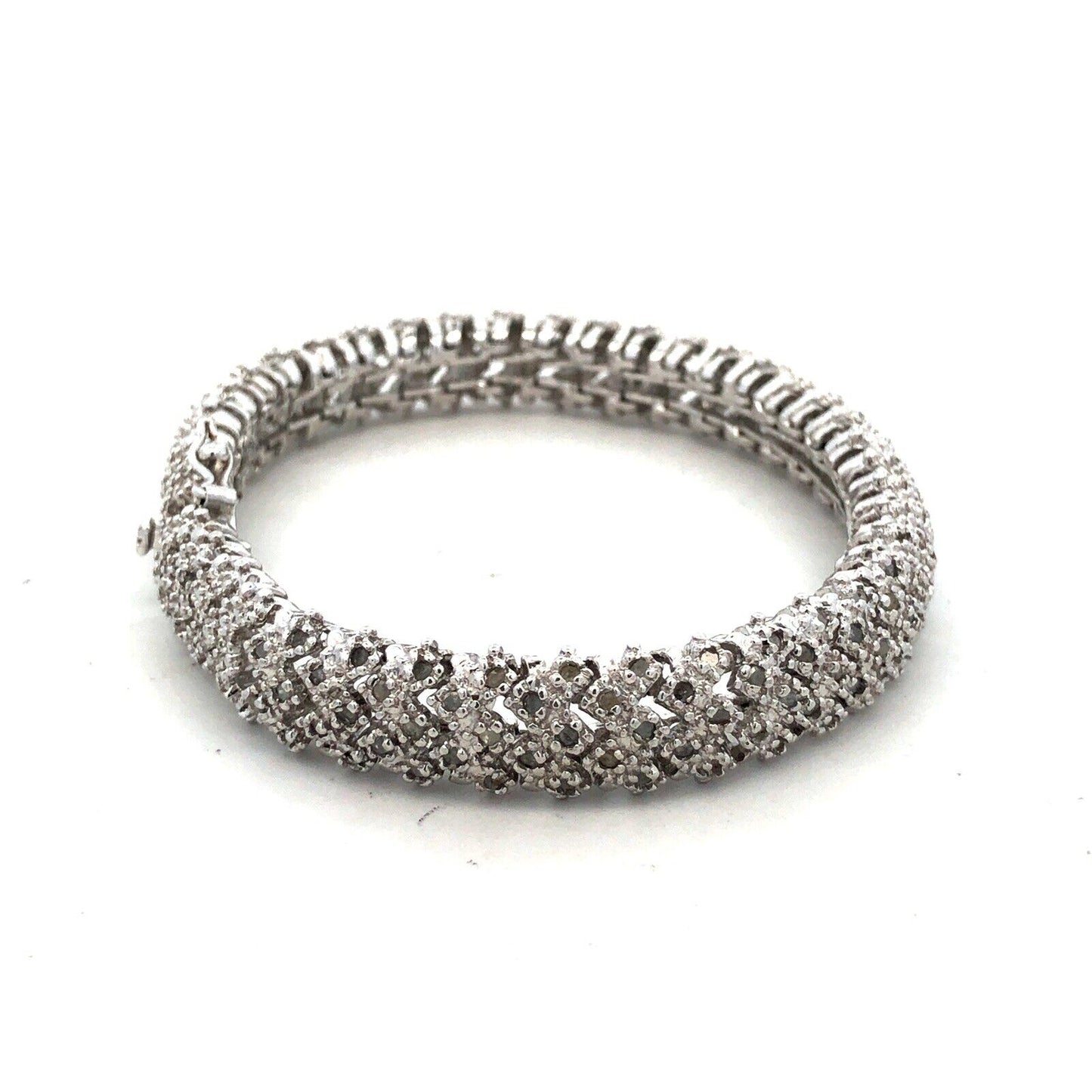 Designer DBJ 925 Sterling Silver Round Diamond Cluster Tennis Bracelet