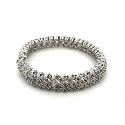 Designer DBJ 925 Sterling Silver Round Diamond Cluster Tennis Bracelet