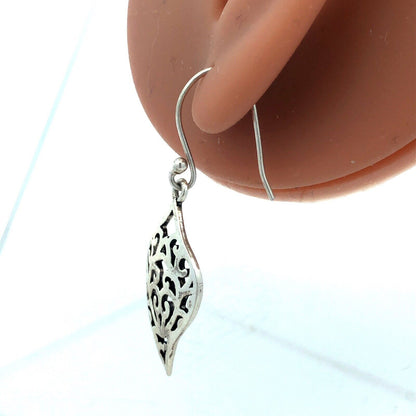 925 Sterling Silver Scroll Modernist Hook Dangle Drop Earrings