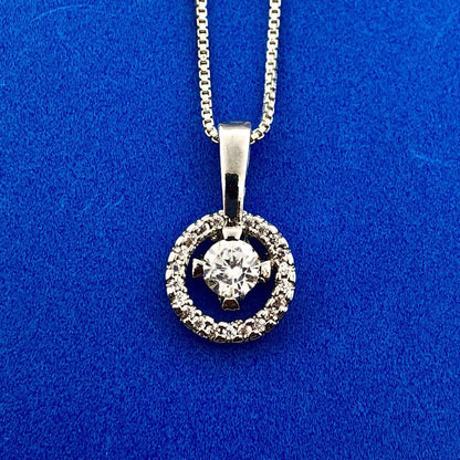 Sterling Silver Cubic Zirconia Solitaire Halo Infinity Bridal Necklace