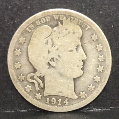 1914 P Silver Barber Quarter Better Key Date Philadelphia Coin Rare Scarce