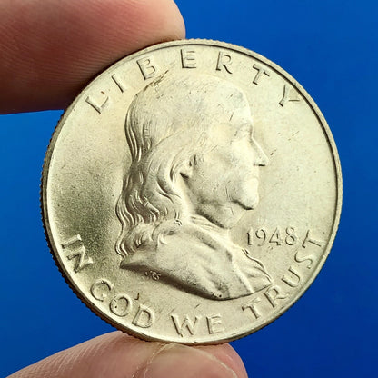 1948 D Franklin Silver Half Dollar Better Key Date Scarce Rare Denver Mint Coin
