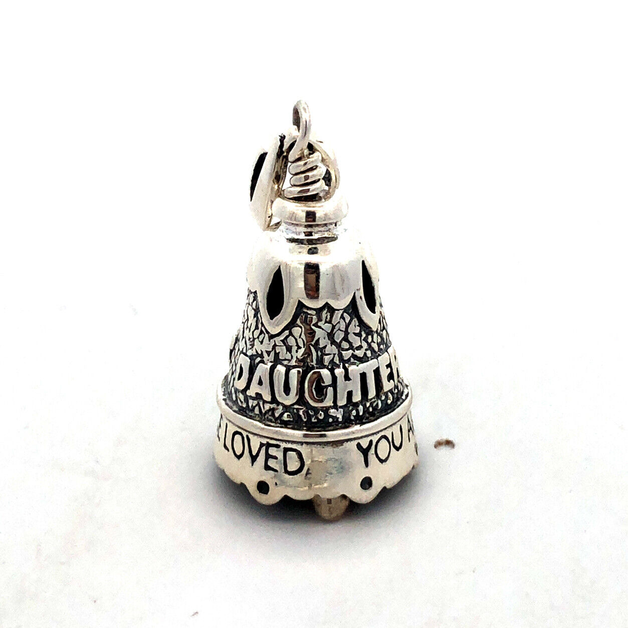 Designer JJ 04 925 Sterling Silver Daughter You are Loved Bell Pendant