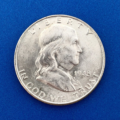 1948 D Franklin Silver Half Dollar Better Key Date Scarce Rare Denver Mint Coin