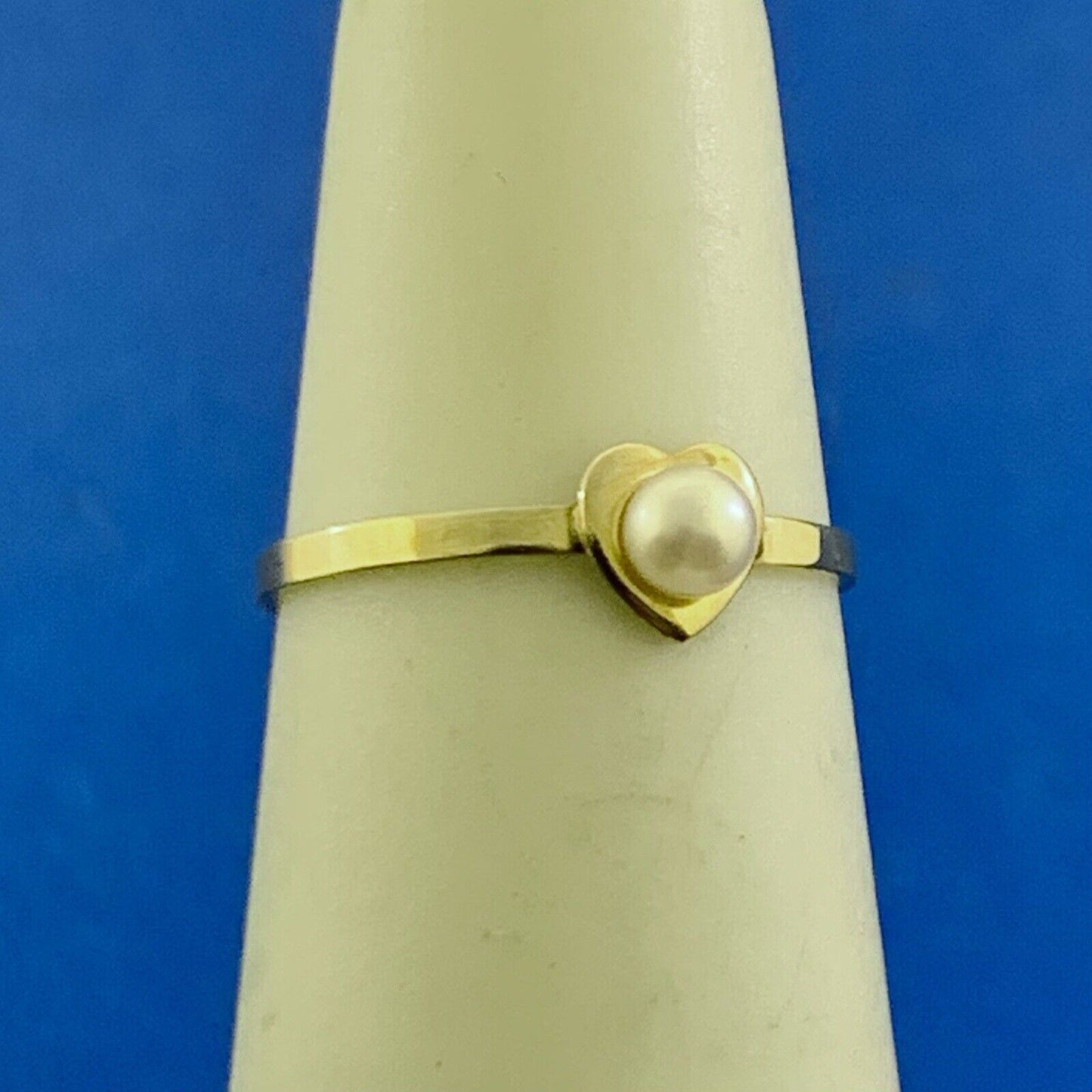 Vintage PSCO 10K Yellow Gold Pearl Child's Heart June Birthstone Ring