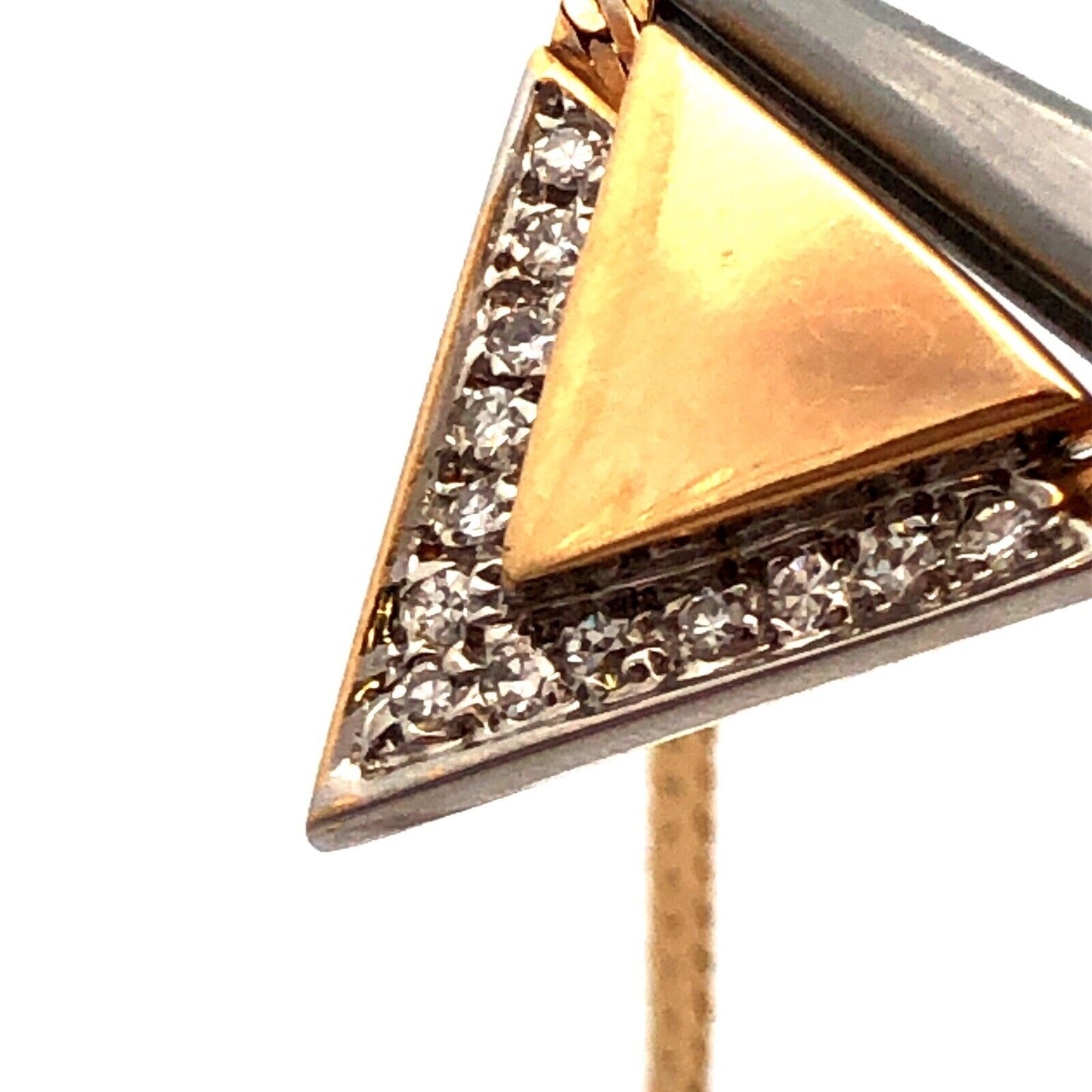 Estate 14K Yellow Diamond Retro Modernist Triangle Pendant Necklace