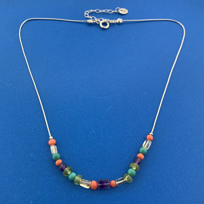 Carolyn Pollack Sterling Silver 925 Liquid Silver Gemstone 17" Strand Necklace