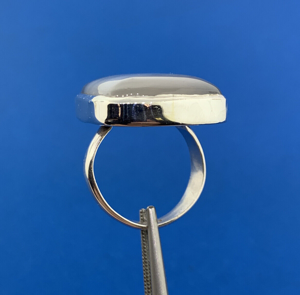 Retro 925 Sterling Silver Rectangle Banded Agate Statement Cocktail Ring