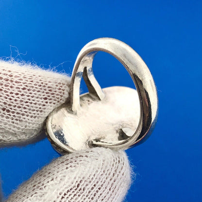 Vintage Estate Sterling Silver 925 Oval Shaped Lapis Lazuli Finger Ring Size 6