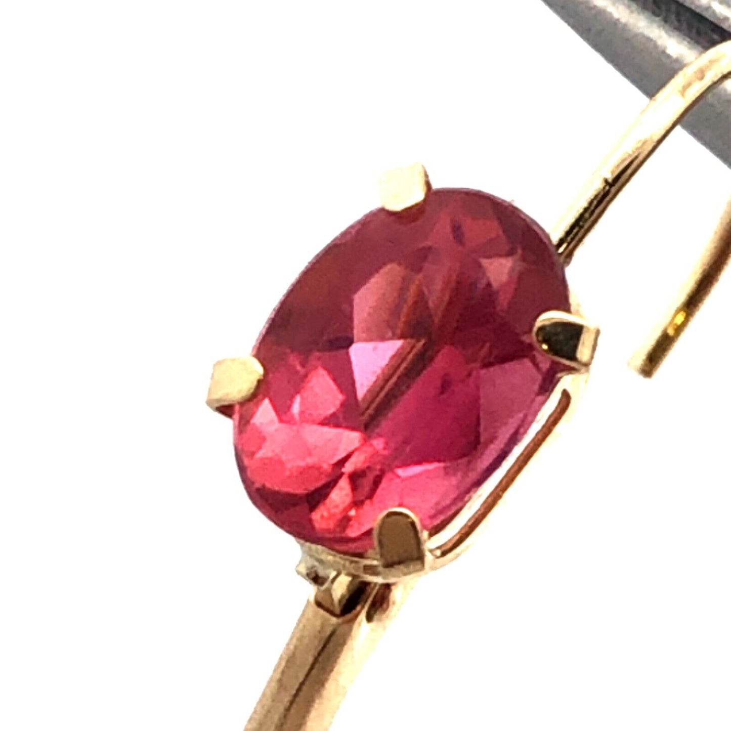 Designer RGE 14K Yellow Gold Oval Pink Tourmaline Solitaire Dangle Earrings