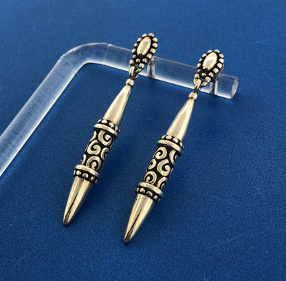 Designer 925 Sterling Silver Balinese Scroll Bead Work Drop Dangle Earrings