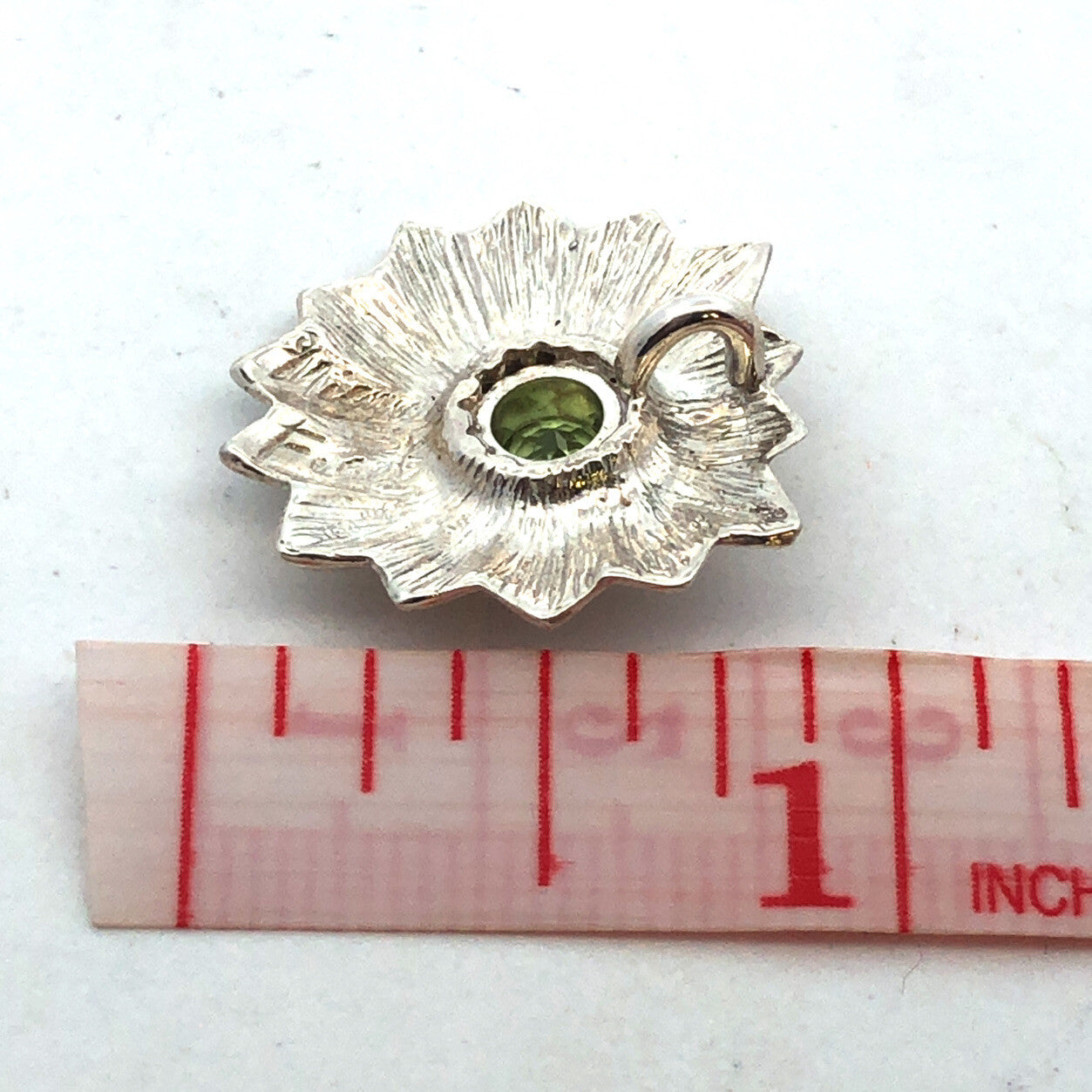 Mignon Faget 925 Sterling Silver Round Peridot Portafiori Flower Pendant