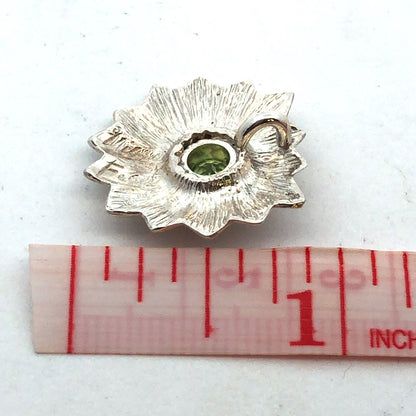 Mignon Faget 925 Sterling Silver Round Peridot Portafiori Flower Pendant