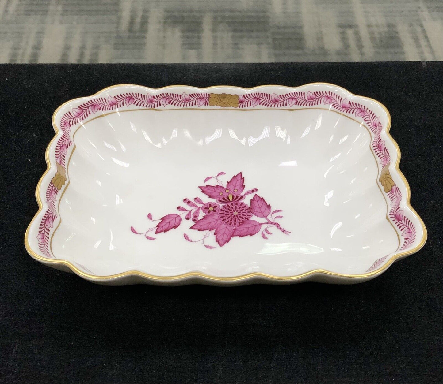 Vintage Herend Hugary Raspberry Chinese Bouquet Apponyi Rectangular Serving Dish