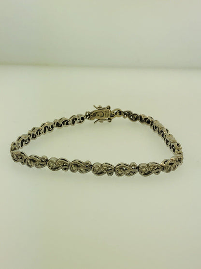 Tacori Sterling Silver 925 Cubic Zirconia CZ Open Scroll Link Tennis Bracelet
