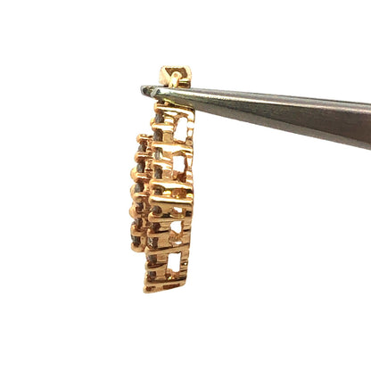 Designer SJ 10K Yellow Gold Round Honey Toned Diamond Square Statement Pendant