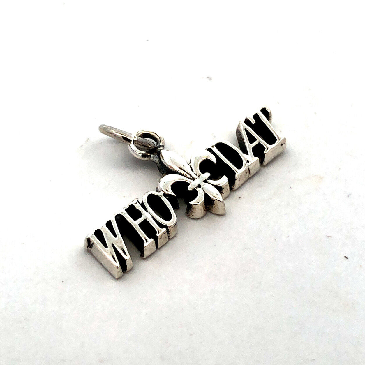 925 Sterling Silver Who Dat Fleur De Lis New Orleans Saints Charm Pendant