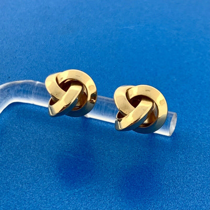 Gorgeous 14k Yellow Gold Knot Friction Back Stud Earrings