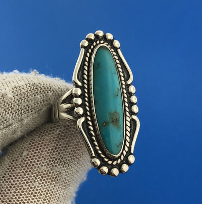 Bell Trading Post Native American Sterling Silver 925 Turquoise Elongated Ring