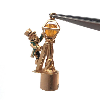 Vintage 14K Yellow Gold Enamel Lamp Lighter Lantern Lighter Charm Pendant
