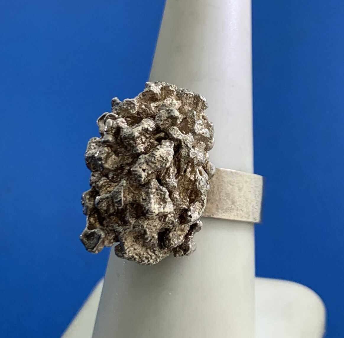 Artisan 925 Sterling Silver Free Form Modernist Nugget Ring
