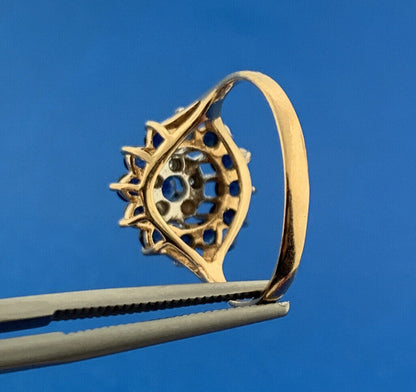 14K Yellow Gold Sapphire Diamond September Anniversary Empire Cluster Ring