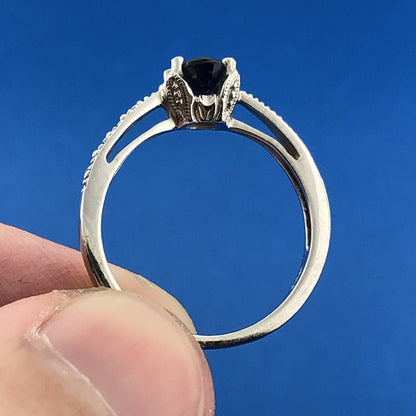 Designer YCH 14K White Gold Oval Sapphire September Occasion Anniversary Ring