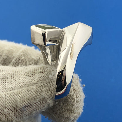 Stunning 925 Sterling Silver Chartreuse Amethyst Cubic Zirconia Modenist Ring