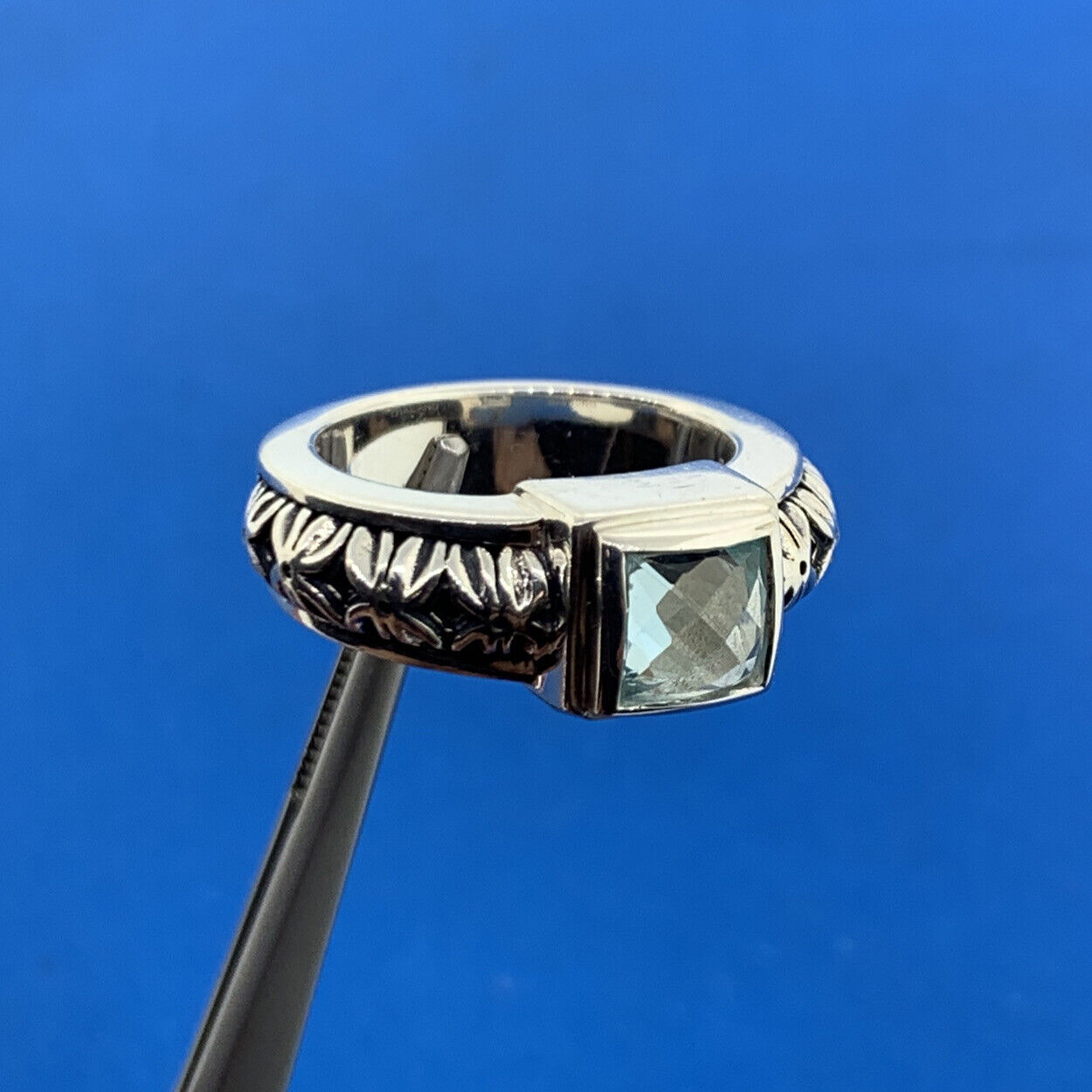 Michael Dawkins Sky Blue Topaz Russian Pattern Sterling Silver 925 Ring QVC