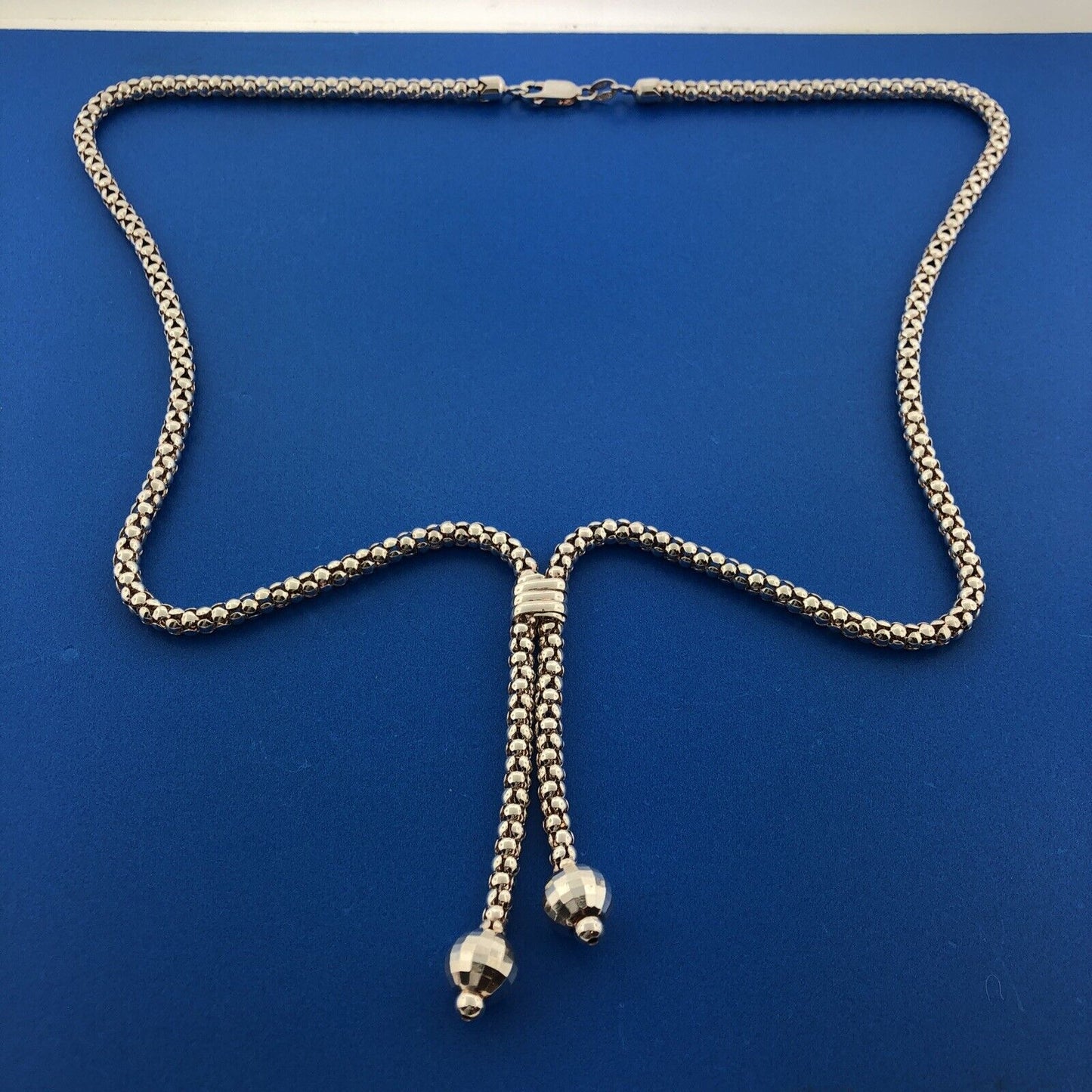 Designer Milor Italy Sterling Silver 925 Popcorn Link Lariat Bolero Necklace