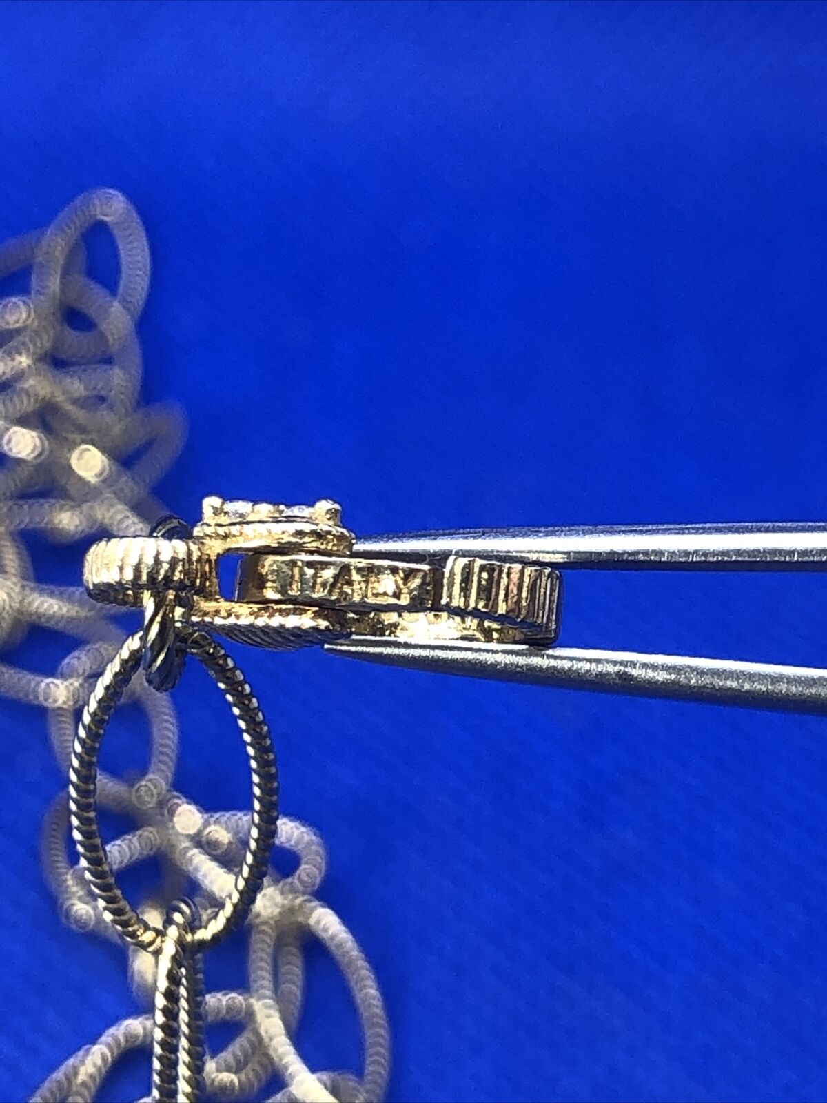 Designer Judith Ripka Vermeil 925 Sterling Silver CZ Oval Link Chain Necklace